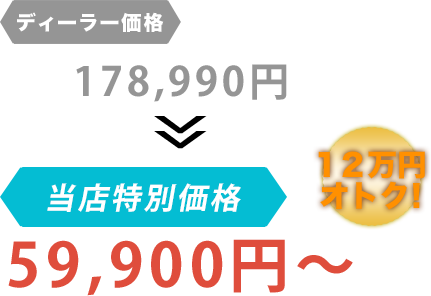 ディーラー価格178,990円がBRUGGE JAPANだと59,900円～。12万円もお得！